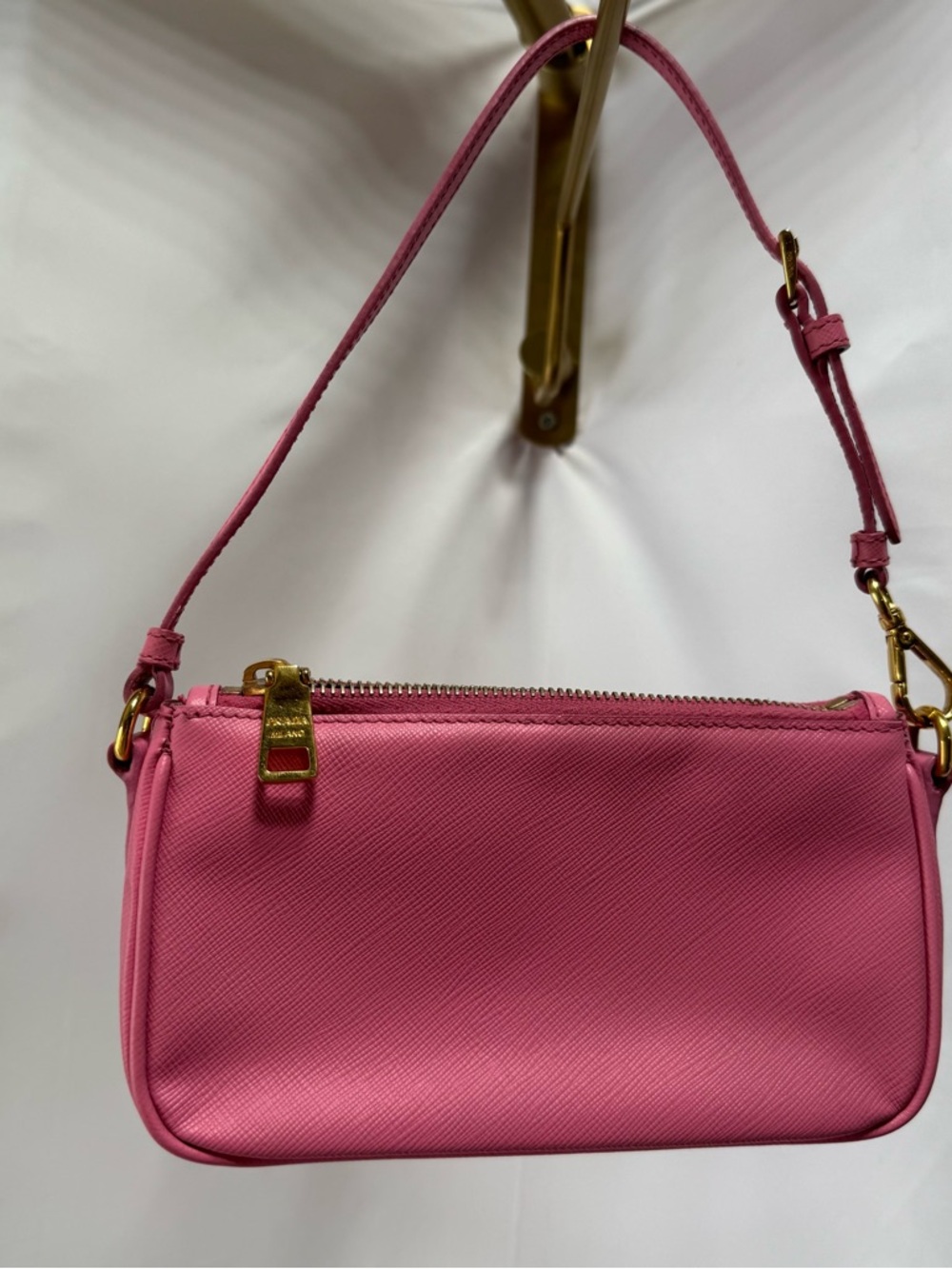 Prada Hot Pink Saffiano Shoulder Bag with Gold Hardware - Picture 6 of 11